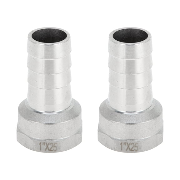 Unique Bargains 304 Stainless Steel Hose Barb Fittings 63/64" OD 1" BSPT Female Thread Connector for Air Water Oil Gas Fuel 2 Pcs Silver Tone