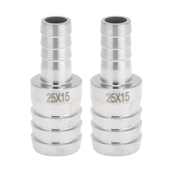 Unique Bargains 304 Stainless Steel Hose Barb Fittings 63/64"x19/32" Reducer Splicer Mender for Air Water Oil Gas Fuel 2 Pcs Silver Tone