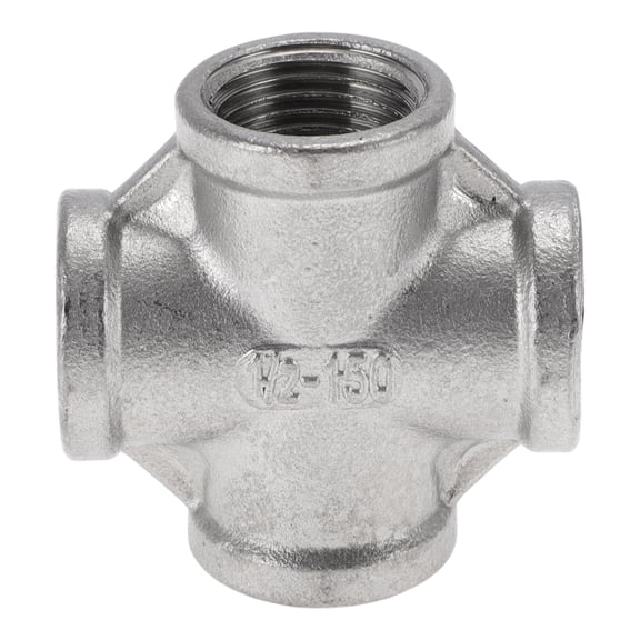Unique Bargains 304 Stainless Steel Pipe Fittings 1/2" BSPT Female Thread Cross  1 Pc