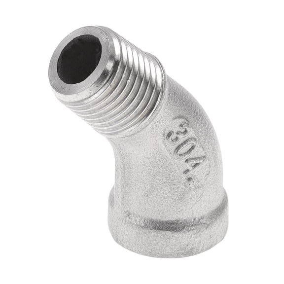 Unique Bargains 304 Stainless Steel Pipe Fittings 1/4"BSPT 45 Degree Female to Male Threaded Adapter 1 Pc