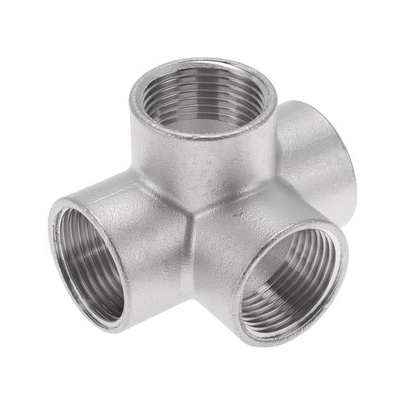 Unique Bargains 304 Stainless Steel Pipe Fittings 1" BSPT 5-Way Outlet Cross Female Adapter 1 Pc