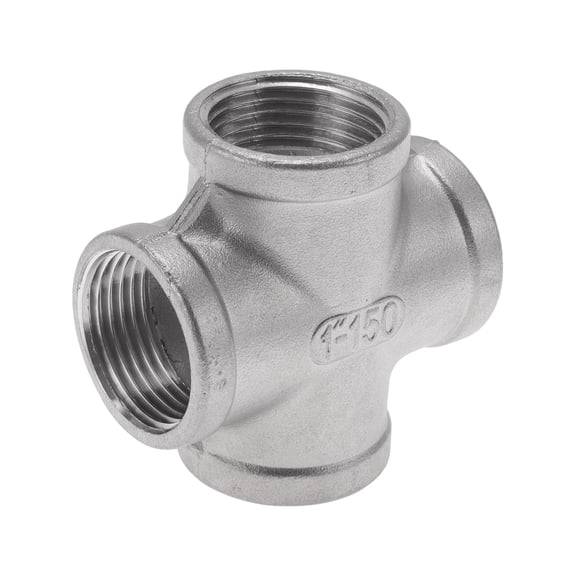 Unique Bargains 304 Stainless Steel Pipe Fittings 1" BSPT Female Thread Cross 1 Pc