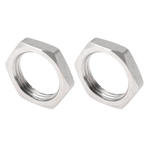Unique Bargains 304 Stainless Steel Pipe Fittings 1" BSPT Hex Locknut 2 Pcs