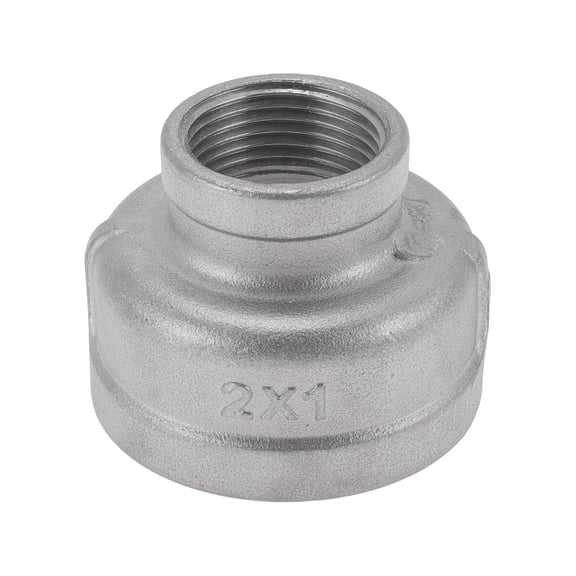 Unique Bargains 304 Stainless Steel Pipe Fittings 2"*1"BSPT（59mm*32mm） Female Reducing Cast Pipe Adapter 1 Pcs