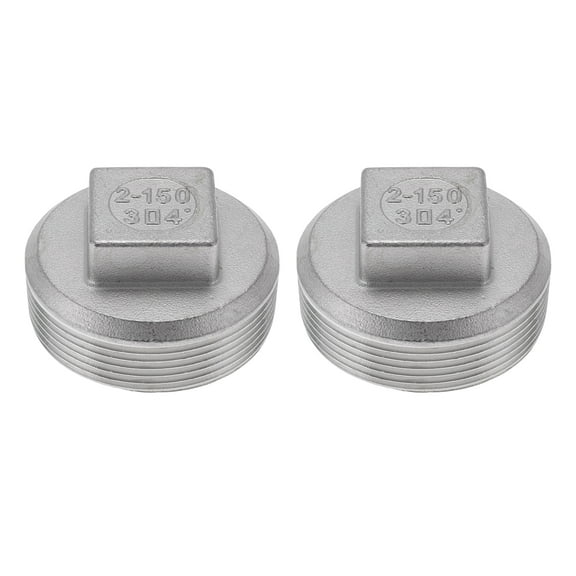 Unique Bargains 304 Stainless Steel Pipe Fittings 2" BSPT Square Head Cored Plug 2 Pcs