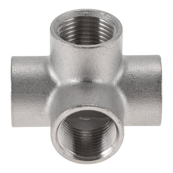 Unique Bargains 304 Stainless Steel Pipe Fittings 3/8" BSPT 5-Way Outlet Cross Female Adapter 1 Pc