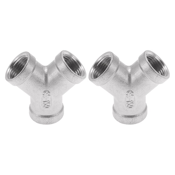 Unique Bargains 304 Stainless Steel Pipe Fittings 3/8" BSPT Female Thread Y Shaped Adapter 2 Pcs