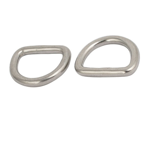 Unique Bargains 304 Stainless Steel Thickening Welded D Ring 0.59" x 0.47" x 0.12" Silver Tone 2pcs