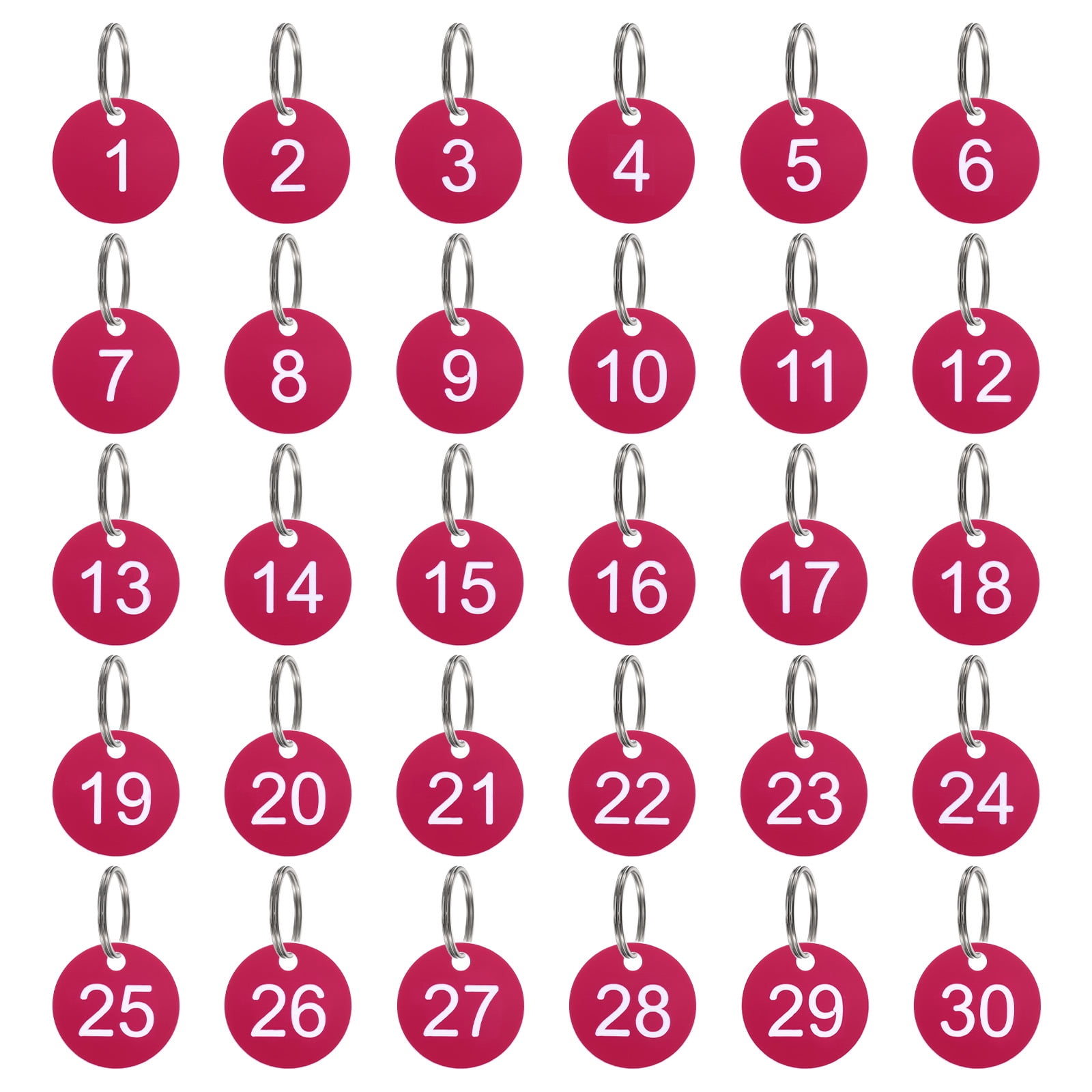 Unique Bargains 30Pcs Durable Round Number Key Tags Rose