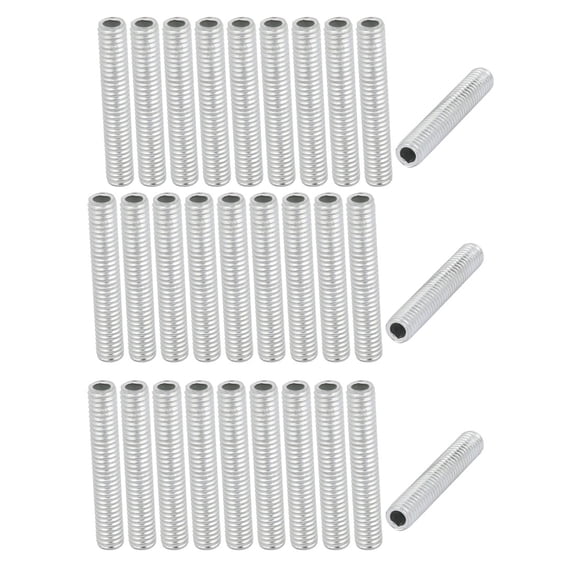 Unique Bargains 30Pcs M6 Full Threaded Lamp Nipple Pass-Through Pipe Connector 35mm Length