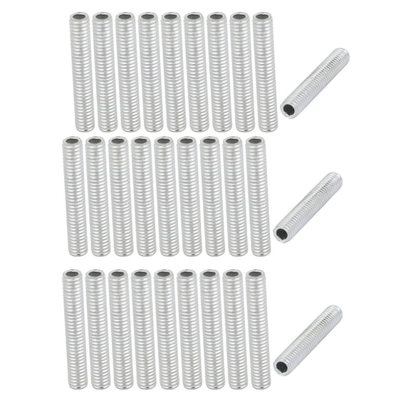 Unique Bargains 30Pcs M6 Full Threaded Lamp Nipple Pass-Through Pipe Connector 35mm Length