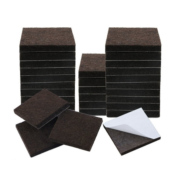 Unique Bargains 30Pcs Self-adhesive Anti-slip Felt Furniture Pad Square 1 1/2" Floor Protector for Desk Table Leg