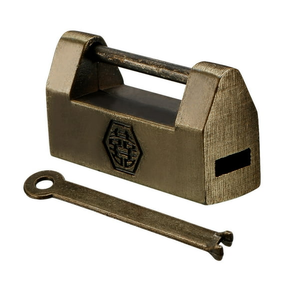 Unique Bargains 30mm Body Width Padlock Chinese Old Style Zinc Alloy Brass Plated