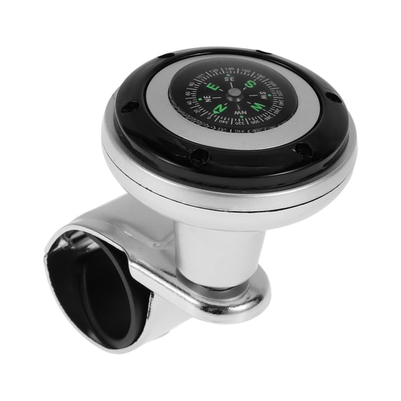 Unique Bargains 30mm Car Steering Wheel knob Compass Vehicle Steering Wheel Rotator Ball for SUV Pickup Trucks Semi-Trailers Vans Boats Black Silver Tone 1 Pc