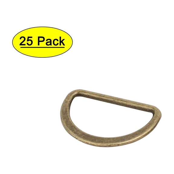 Unique Bargains 30mm Inner Width Zinc Alloy Flat Typed D Welded Ring Bronze Tone 25pcs