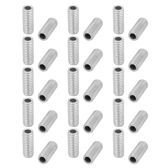 Unique Bargains 30pcs Metric M6 Thread Zinc Plated Hollow Pipe Nipple Lamp Repair Part 15mm Long