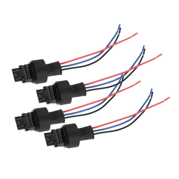 Unique Bargains 3157 Bulb Socket Harness for LED Bulbs Turn Signal Lights Brake Tail Lights Male Connector (Set of 4)