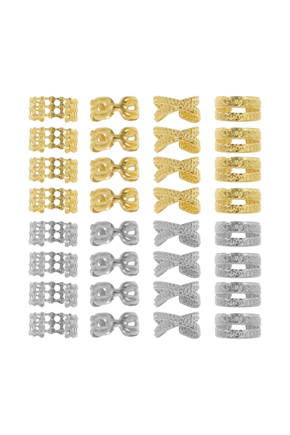 32 Hair Cuffs Dreadlock Hollow Different Style Dreadlock Hair Clips Gold Tone Silver Tone