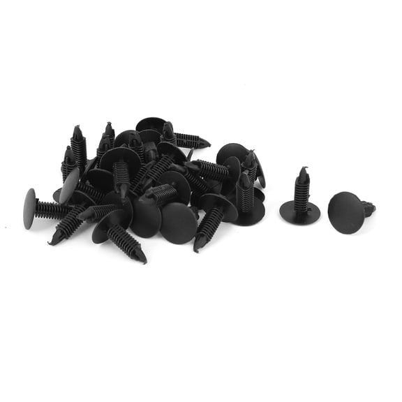 Unique Bargains 32Pcs 7.3x6.3mm Hole Black Plastic Rivets Fastener Fender Car Bumper Push Clips