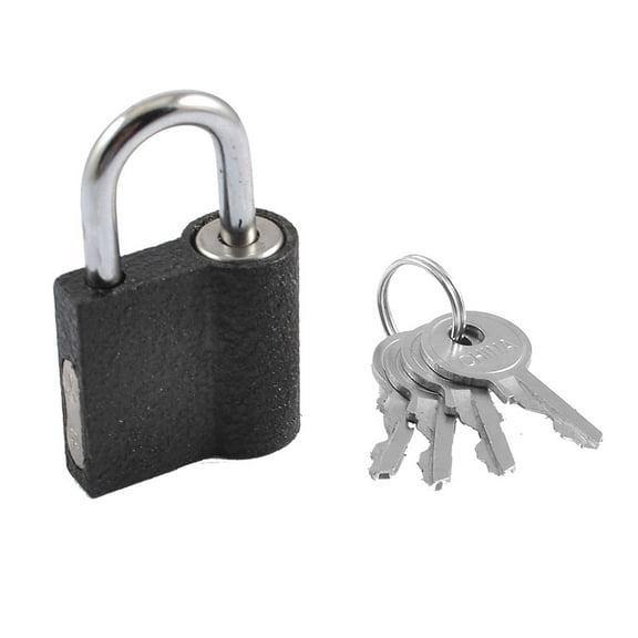 Unique Bargains 32mm Width Drawer Cabinet Lock Portable Black Small Padlock with Key Set Metal