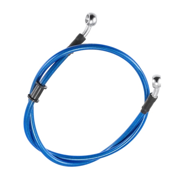 Unique Bargains 35.43" Length 10mm ID Motorcycle Hydraulic Brake Line Oil Hose Pipe Stainless Steel Braided Cable Blue