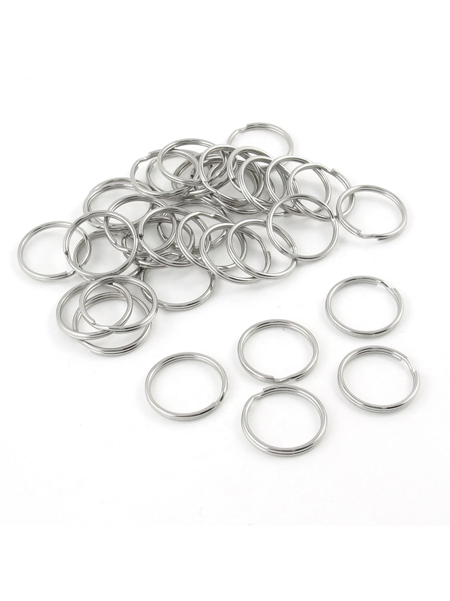 Unique Bargains 35 x Silver Tone Metal 23mm OD Circle Split Key