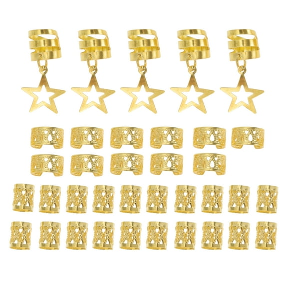 Unique Bargains Christmas 36 Hair Cuffs Dreadlock Fashion Hollow Dreadlock Hair Clips Gold Tone