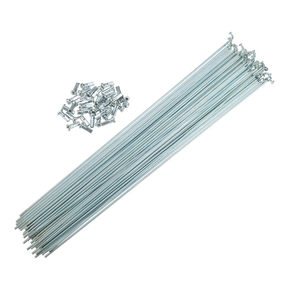Unique Bargains 36 Pcs 4G J Bend 257mmx2mm Spokes with Nipples for Bike Bicycle Steel Silver Tone