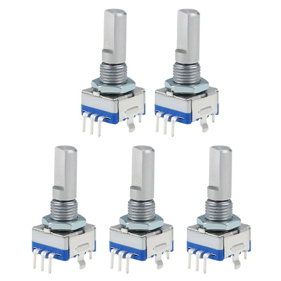 Unique Bargains 360 Degree Rotary Encoder Code Switch Digital Potentiometer EC11 7 Pins 20mm D-Shaft 5 pcs