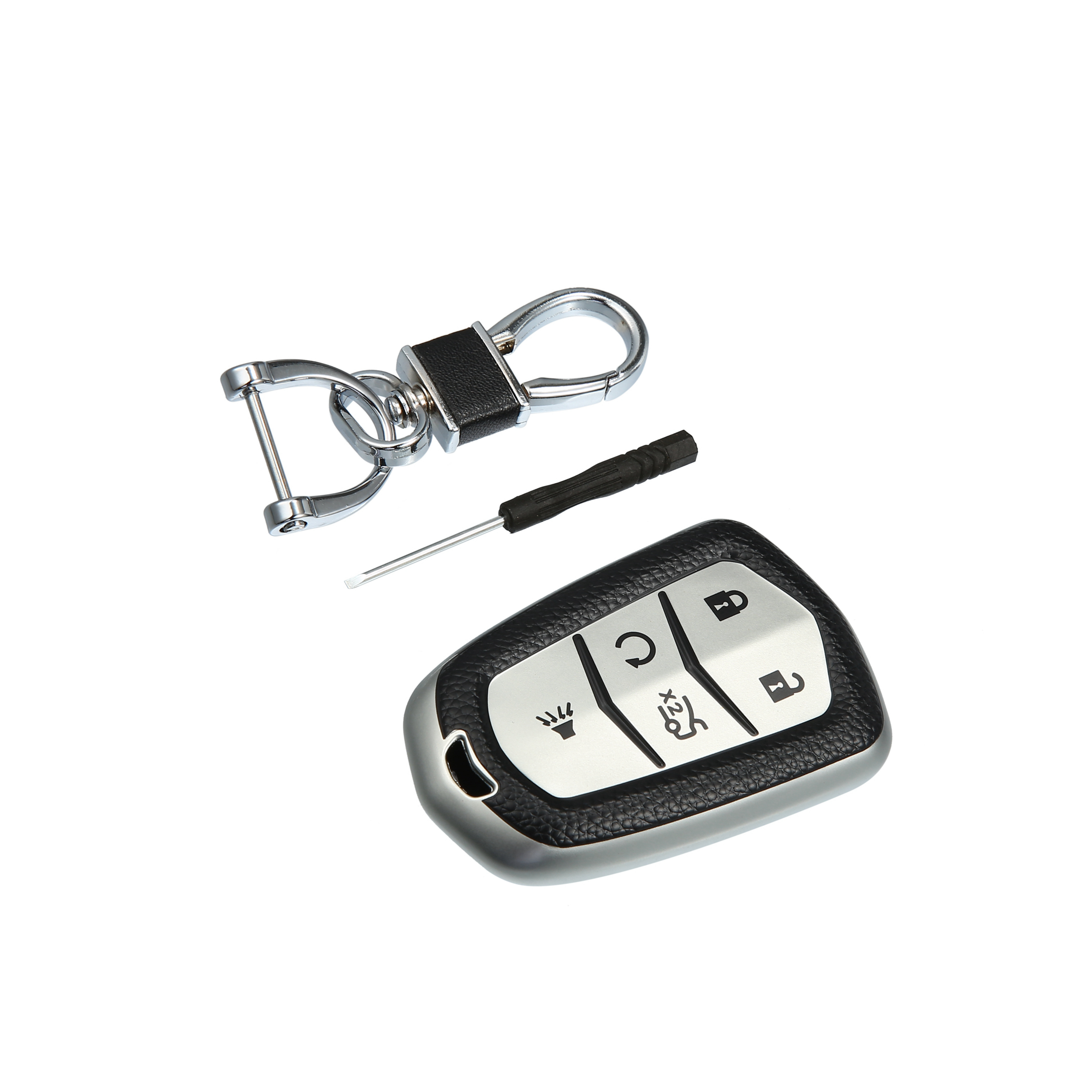 Unique Bargains 360 Degree Smart Key Fob Case Keyless Entry Remote Shell Protector Silver