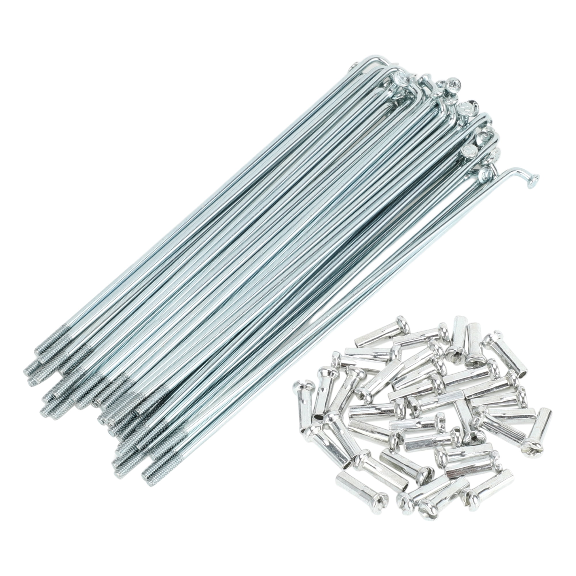 Unique Bargains 36Pcs 14G Carbon Steel Galvanized Bicycle Spokes with Nipples Silver 5.24"