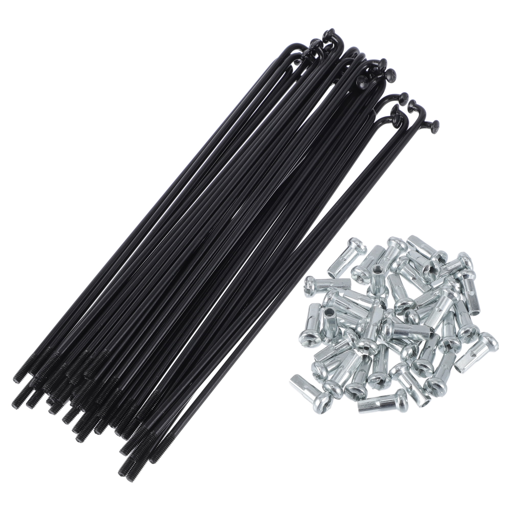 Unique Bargains 36Pcs Durable 13G Bike Wheel Spokes with Nipples 45 Steel Black 5.31"