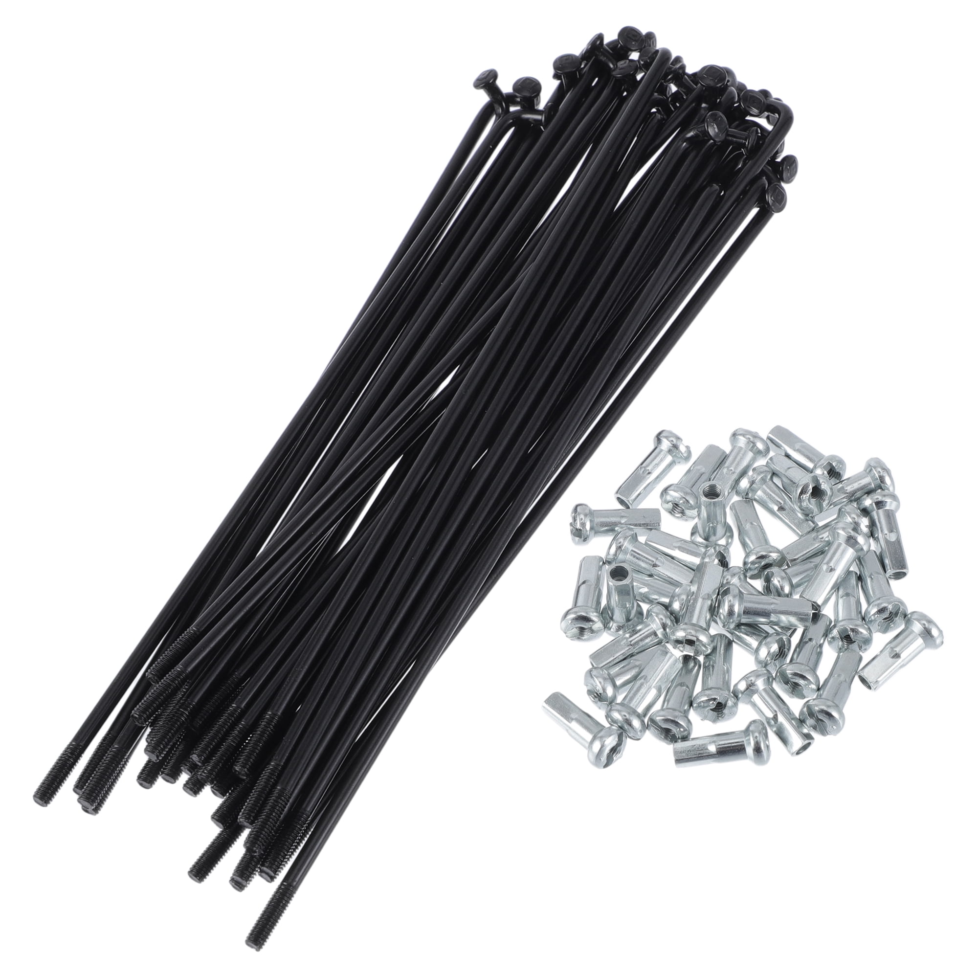 Unique Bargains 36Pcs Durable 13G Bike Wheel Spokes with Nipples 45 Steel Black 5"
