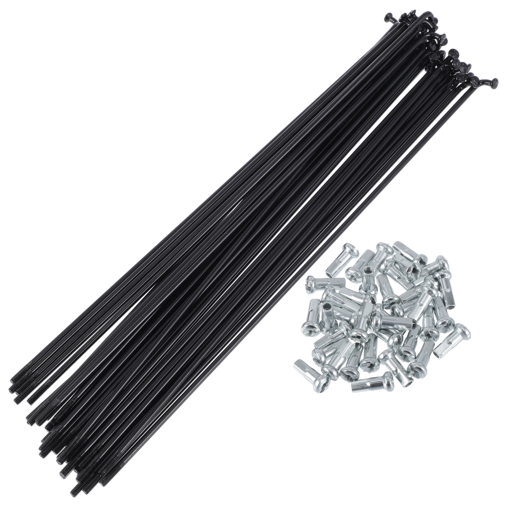 Unique Bargains 36Pcs Durable 13G Bike Wheel Spokes with Nipples 45 Steel Black 7.99"