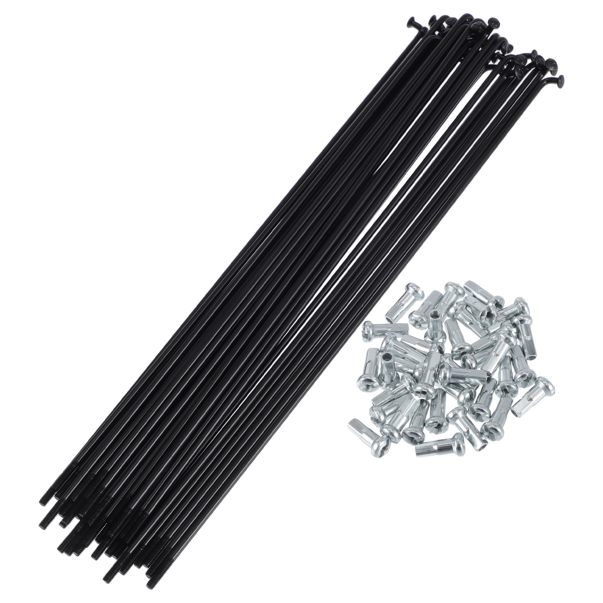 Unique Bargains 36Pcs Durable 13G Bike Wheel Spokes with Nipples 45 Steel Black 8.15"