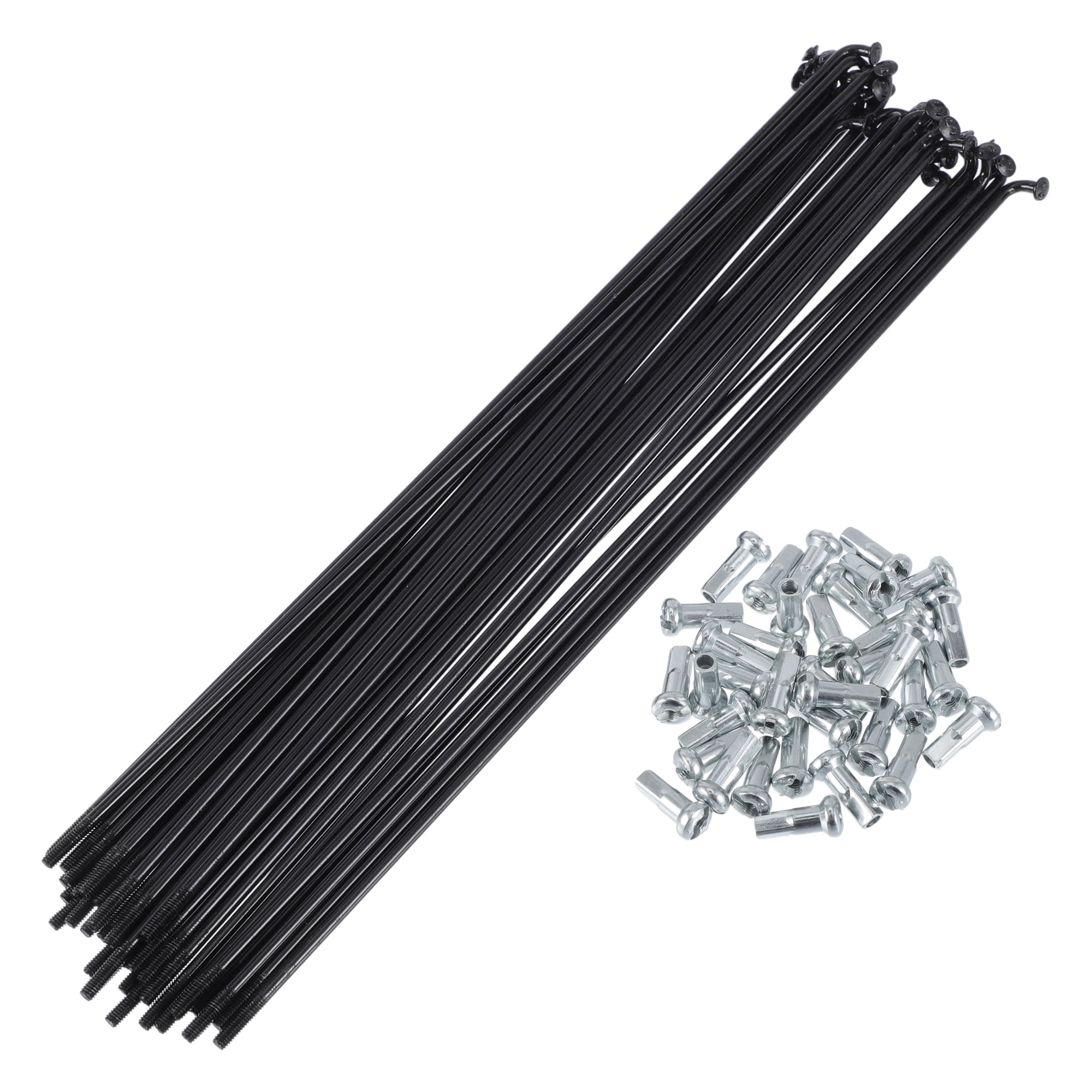 Unique Bargains 36Pcs Durable 13G Bike Wheel Spokes with Nipples 45 Steel Black 8.46"