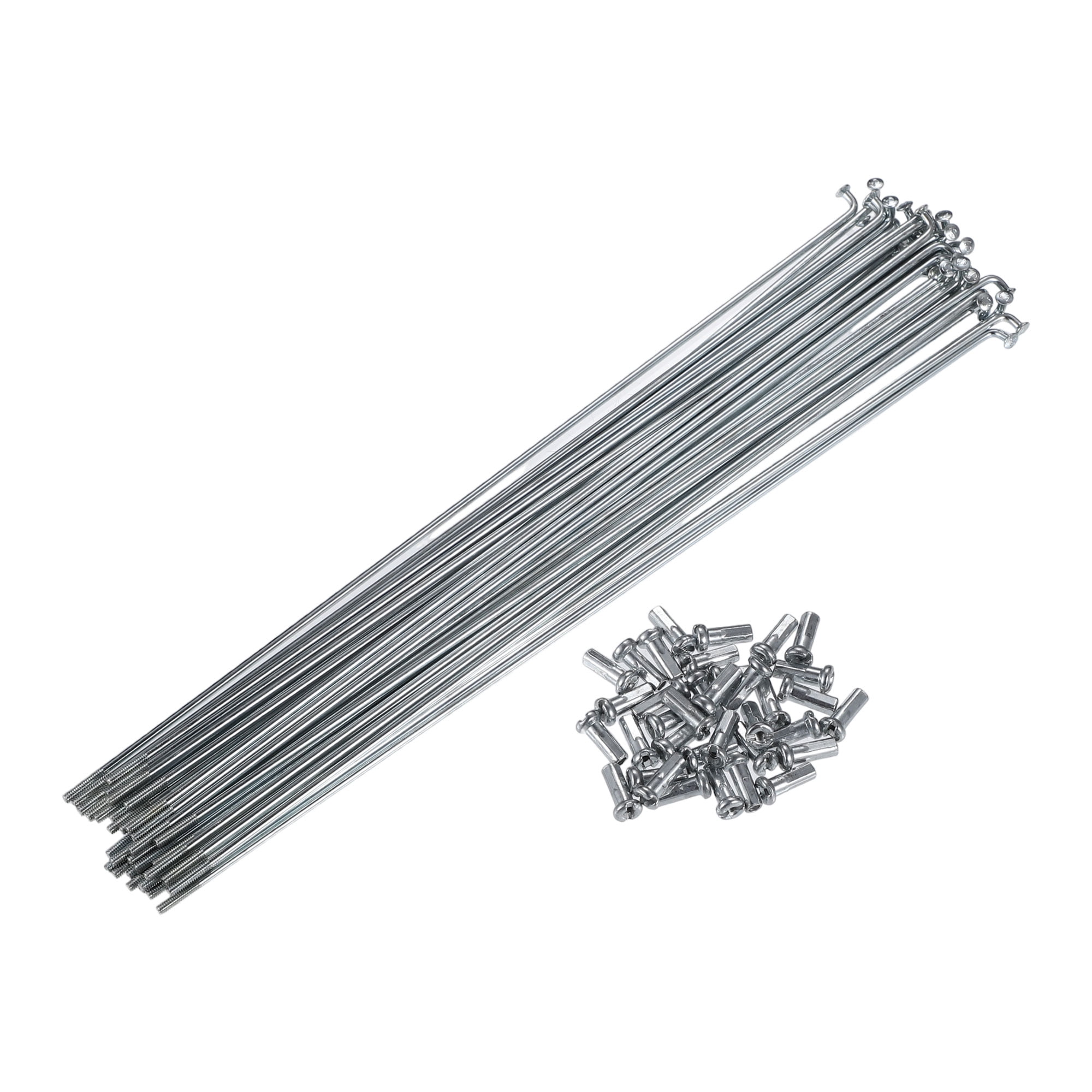 Unique Bargains 36Pcs J Bend Bicycle Steel Spokes with Brass Nipples Silver 8.66"