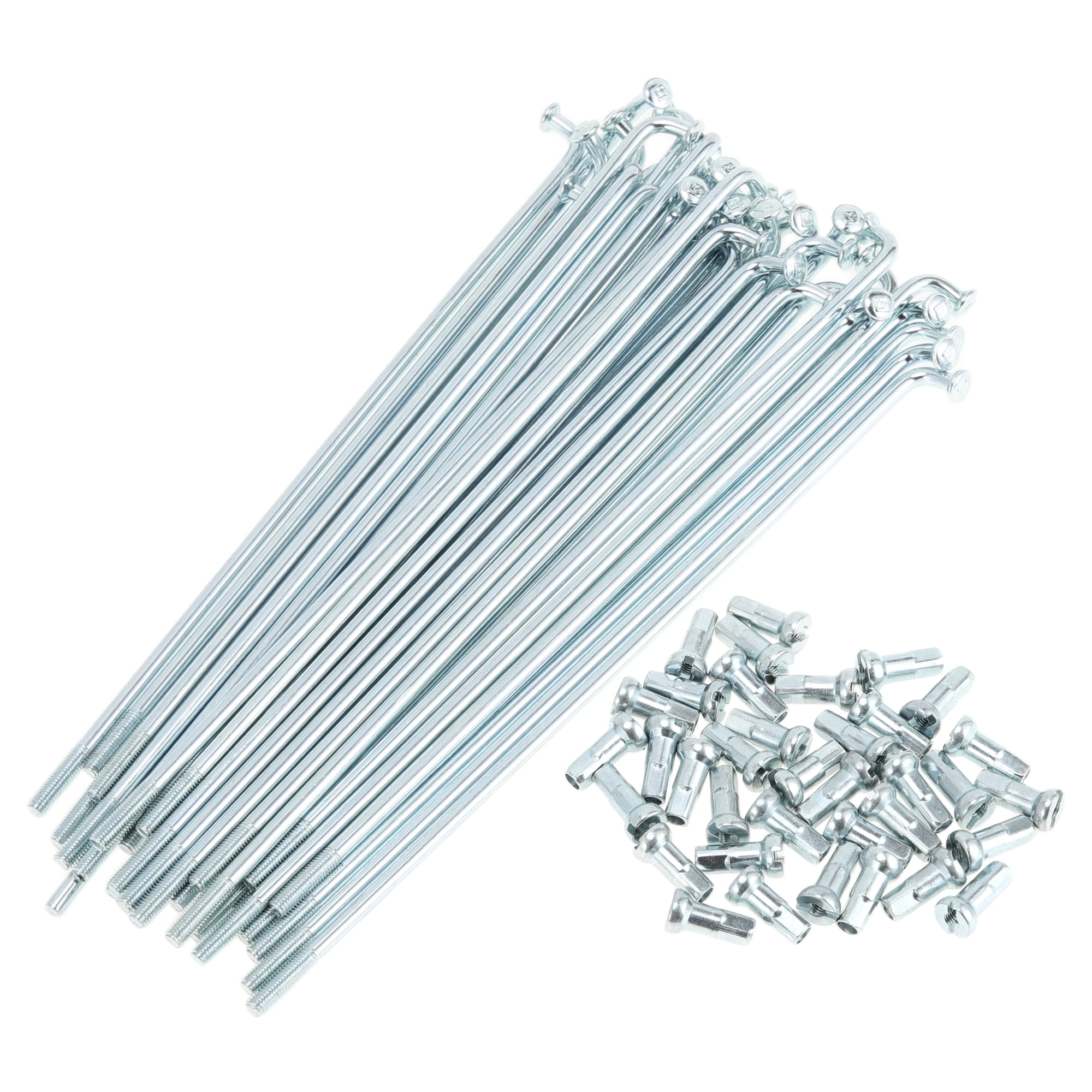 Unique Bargains 36Pcs Universal 12G Bike Wheel Spokes Carbon Steel Galvanized Silver 5.12"