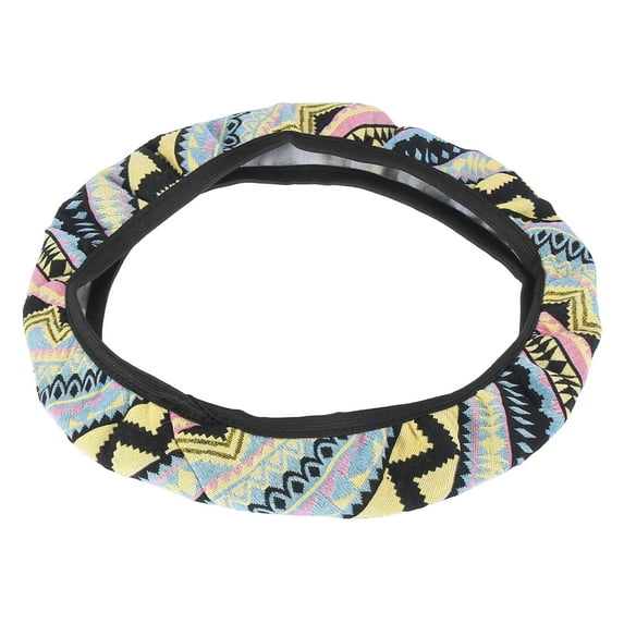 Unique Bargains 37-38cm 15 Inch Universal Car Steering Wheel Cover Replacement with Multicolor Printing Wave Pattern