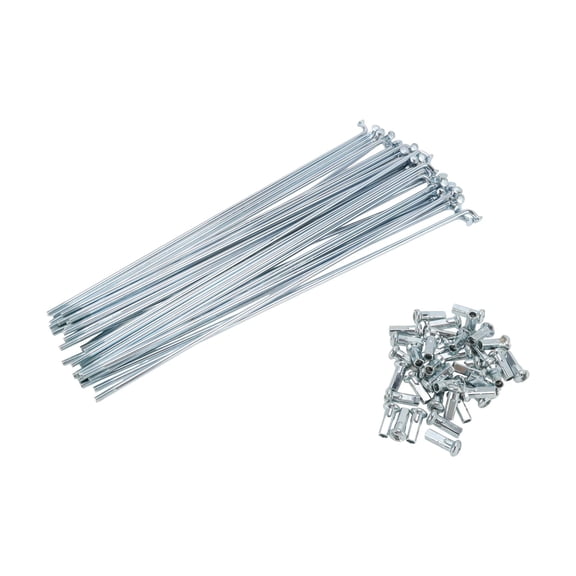 Unique Bargains 38 Set 12G Bicycle Spokes 197mm Bike Wheel Spokes Galvanized Carbon Steel Silver Tone