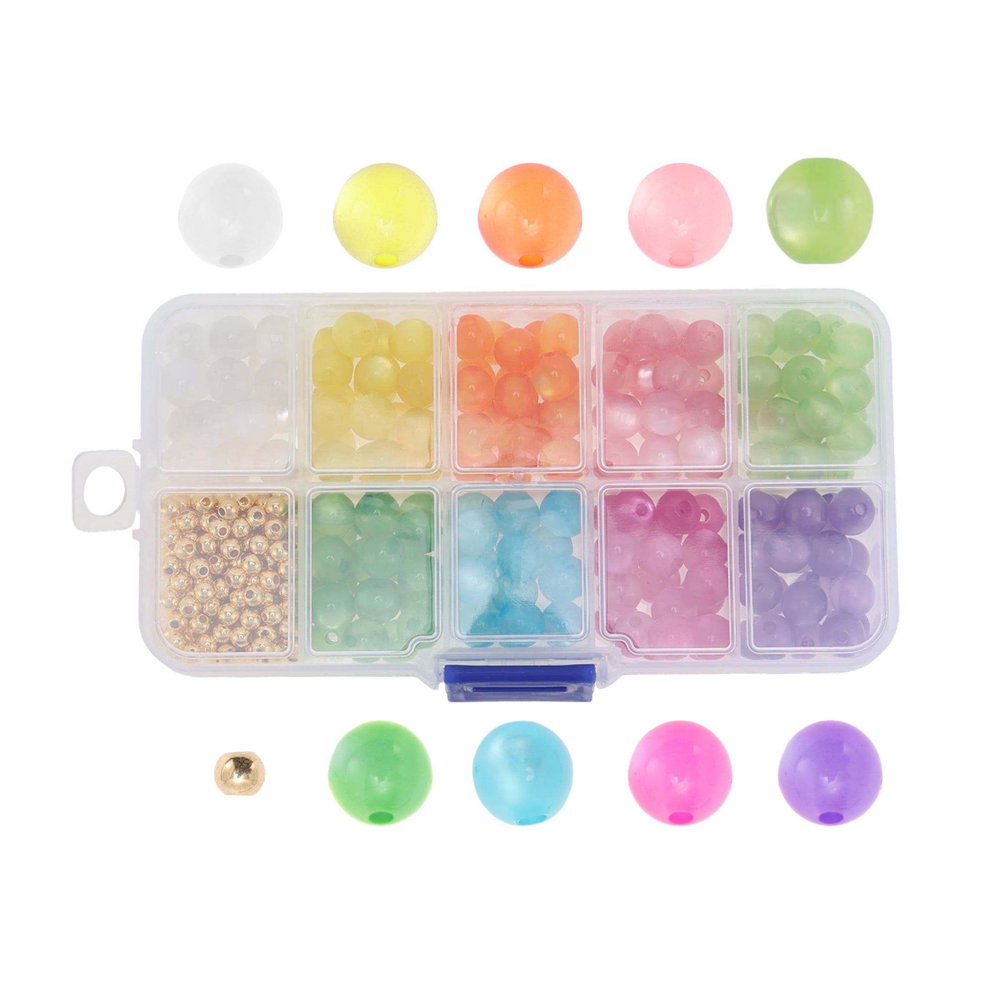Unique Bargains 380 Pcs 8mm 4mm Round Glass Beads for Bracelets Assorted Color