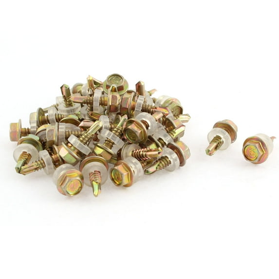 Unique Bargains 38Pcs 5/16" Hex Head 4.5mm Thread 3/4" Long Self Drilling Tapping Screw Rubber, Metal