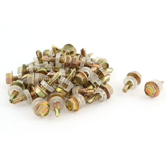 Unique Bargains 38Pcs 5/16" Hex Head 4.5mm Thread 3/4" Long Self Drilling Tapping Screw Rubber, Metal