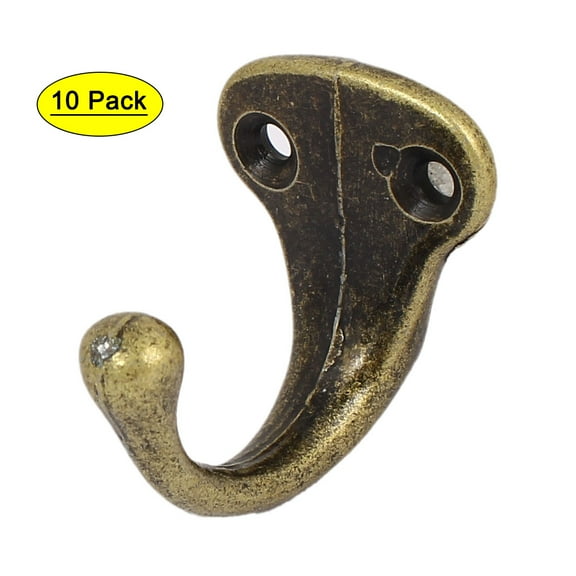 Unique Bargains 38mm x 31mm Robe Coat Wall Hanging Hook Single Prong Hanger 10Pcs Zinc Alloy