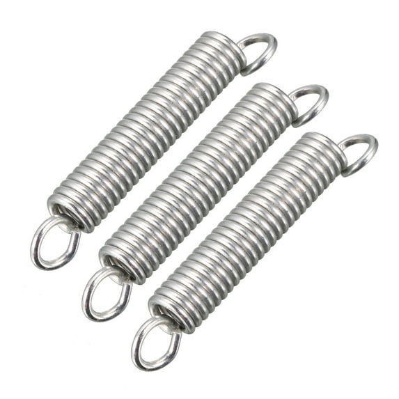 Unique Bargains 38mmx8mm Metal Dual Hook Tension Spring Silver Tone 3pcs
