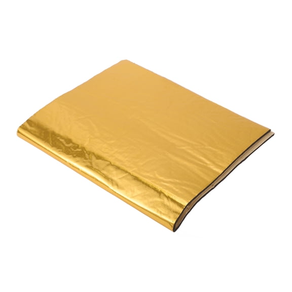 Unique Bargains 394mil 10mm 2.16sqft Car Sound Deadening Mat Aluminum Foil Foam Heat Shield Material for Hood Fender and Boat Engine Cover 19.69"x15.75" Gold Tone