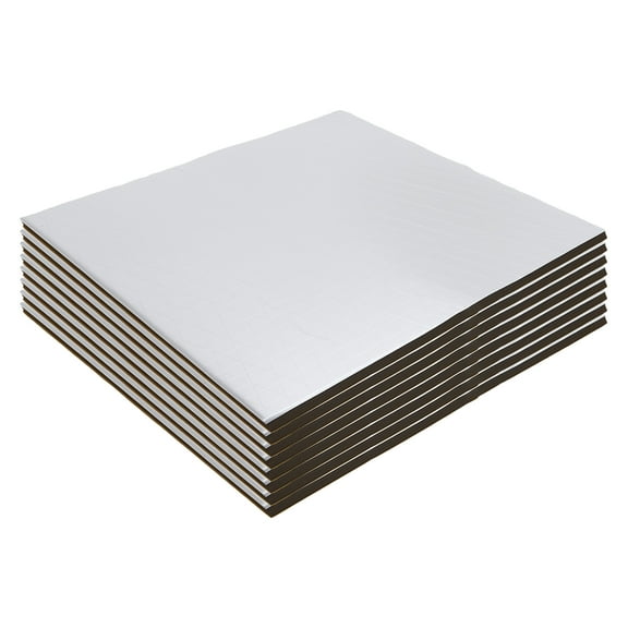 Unique Bargains 394mil 10sqft Sound Deadening Mat 10mm Aluminum Foil Foam Heat Shield Material Self Adhesive for Car Hood Fender and Boat Engine Cover 40x33cm 8pcs