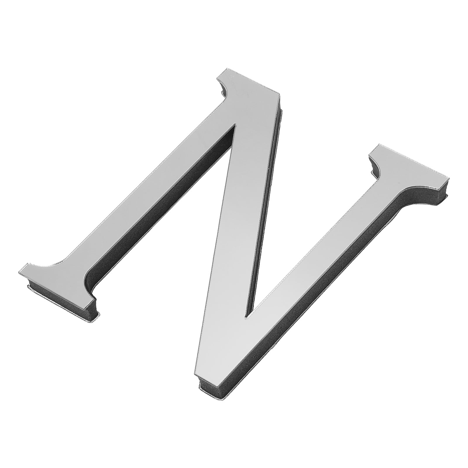 Unique Bargains 3D Acrylic Alphabet Mirror Wall Stickers Letter Sign Silver N Shape