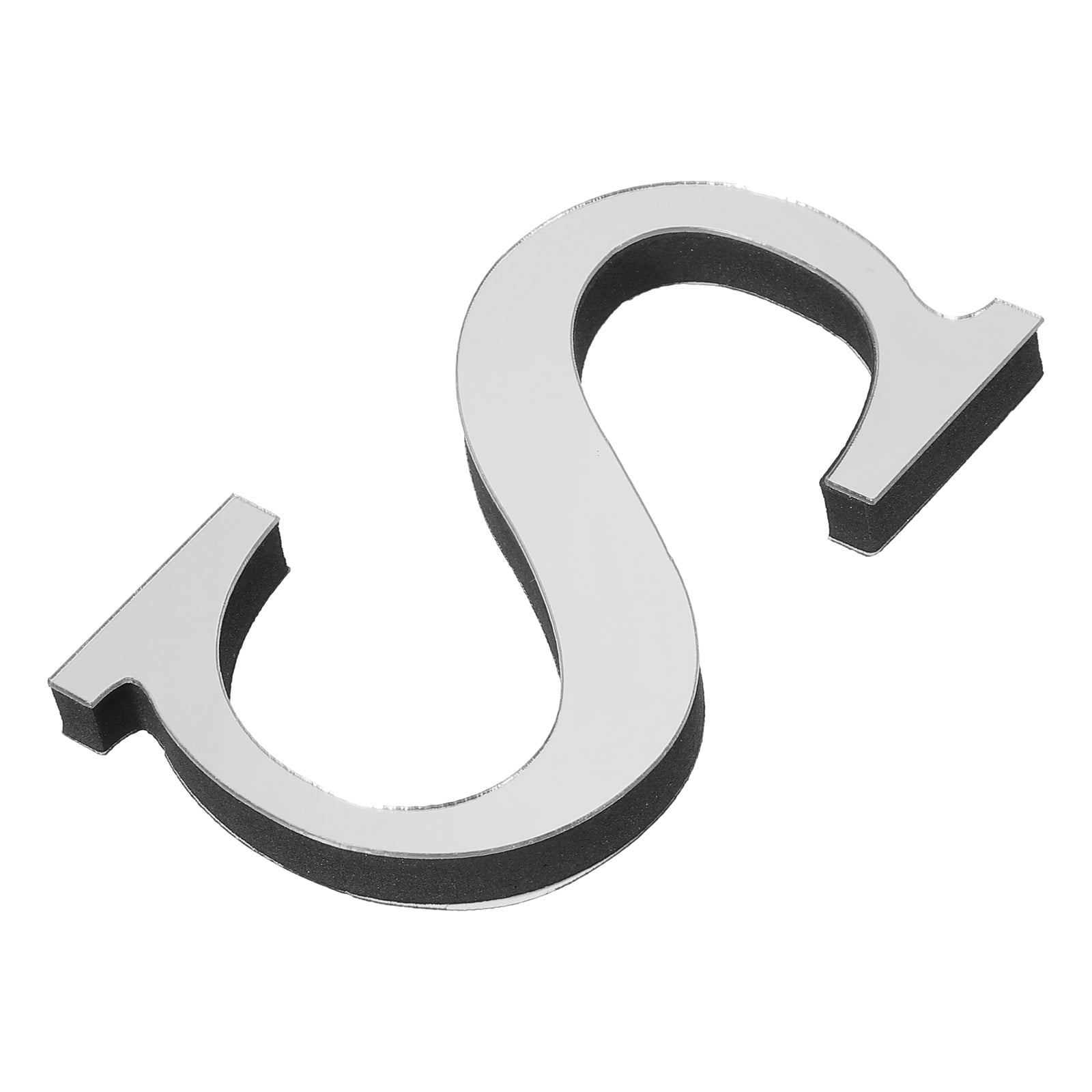 Unique Bargains 3D Acrylic Alphabet Mirror Wall Stickers Letter Sign Silver S Shape