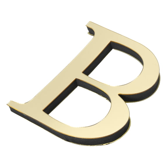 Unique Bargains 3D Acrylic Alphabet Mirror Wall Stickers Self-Adhesive Gold B Shape